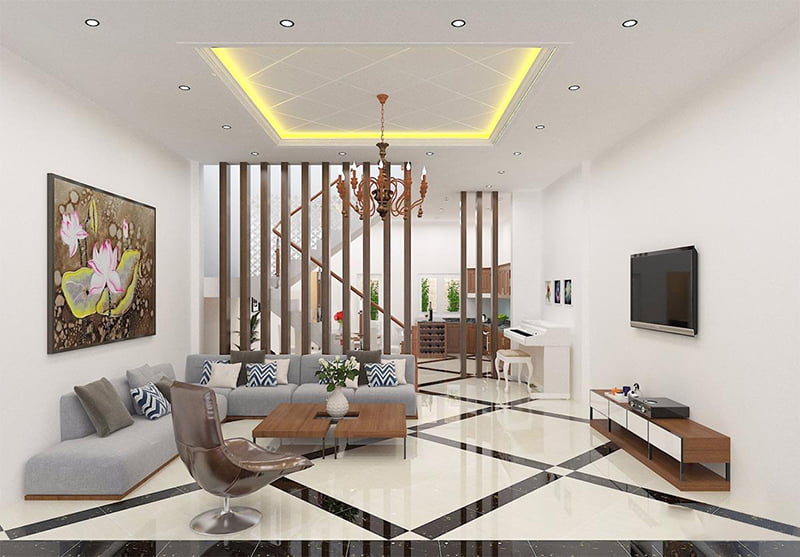 23 Mẫu thiết kế nội thất phòng khách nhà ống 4m  5m ĐẸP  HIỆN ĐẠI  SANG  TRỌNG nhất 2022